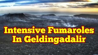 Intensive Fumaroles Smoke In Geldingadalir Of Iceland Fagradalsfjall Geldingadalir Volcano