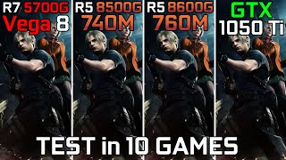 Ryzen 7 5700G vs Ryzen 5 8500G vs Ryzen 5 8600G vs GTX 1050 Ti - Test in 10 Game