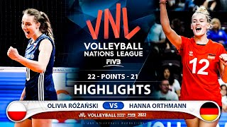 Olivia Różański vs Hanna Orthmann | Poland vs Germany | Highlights | Women's VNL 2022 (HD)