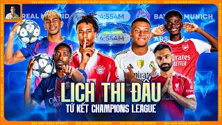 LỊCH THI ĐẤU TỨ KẾT LƯỢT ĐI UEFA CHAMPIONS LEAGUE 2025/2026