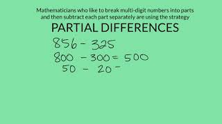 Subtraction Strategies - Partial Differences