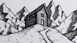 How to Draw a House on a Hill in 2-Point Perspective: Narrated Pen Drawing