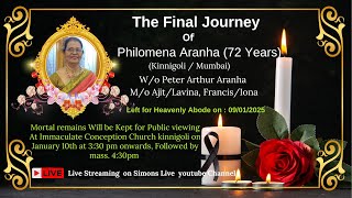 Final journey of  Philomena Aranha (72 Years) ||  Immaculate Conception Church Kinnigoli