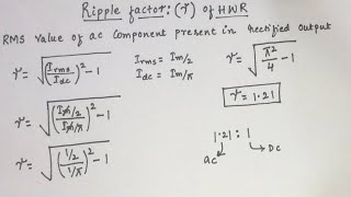 #121 RIPPLE FACTOR of Half wave rectifier || EC Academy