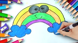 🌈 How to draw a KAWAII RAINBOW CLOUD  🌈 Cute drawing  🧡 Draw cute