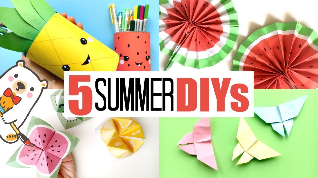 5 GREAT Paper Crafts For Summer - Decorate My Room For Summer - YouTube