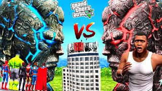 FRANKLIN AND AVENGERS VS GOD LAVA TITAN AND GOD ICE TITAN IN GTA 5 PART 10