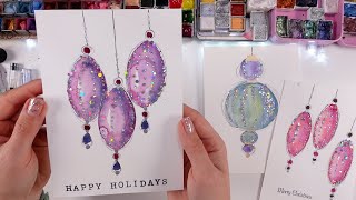 🎄 AMAZING Ornament Painting = WATEROLOR + ✨ Glitter ✨ Christmas Cards Tutorial for Beginners