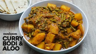 Curry Bodi (Long Bean) \u0026 Aloo, Easy Vegan Meal