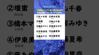 北国美人だと思う東北出身の女性芸能人ランキング…#佐々木希#壇蜜#橋本マナミ