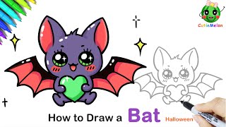 儿童简笔画万圣节蝙蝠🎃👻🦇How to Draw A Cute Halloween Bat|Funny Halloween Arts|Easy Drawings for kids简笔画教程