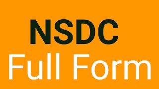 NSDC Full Form || What is the Full Form of NSDC