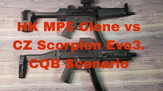 MP5 Clone vs CZ Scorpion Evo 3 w/Binary Trigger. Which One You Grabbin in a CQB Scenario??