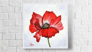 Relaxing Poppy Flower Painting / Acrylic Painting for Beginners