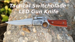 Tactical Folding Switch Blade Pocket Gun Knife With LED Light