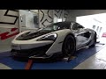 tuned mclaren 600lt shoots flames on the dyno 290 km h pulls feat. brutal downshift sounds