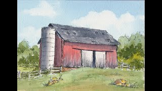 Line and Wash Barn Watercolor Skills Class Trailer