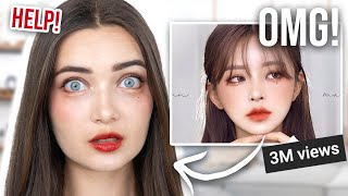I Tried Following A KOREAN Makeup Tutorial!