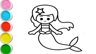 Easy drawing and coloring of beautiful Mermaid for kids and toddlers/Easy drawing for kids