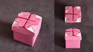 爱心礼物盒子，手工折纸礼物纸盒（有盖子） | DIY Heart Paper Gift Box Tutorial | 折り紙 ハートボックス | Origami Heart Box with Lid