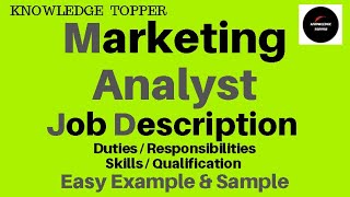 Marketing Analyst Job Description | Marketing Analyst Skills Roles and Responsibilities and Duties