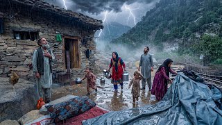 A Hard Thunderstorm Day with a Mountain Family 🌧️ | Simple Village Life in the Afghan Mountains ⛰️🏡