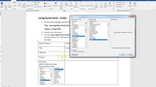 7 Quick Parts Inserting Fields