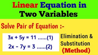 How to Solve Linear Equation with Two Variables | Elimination & Substitution Method
