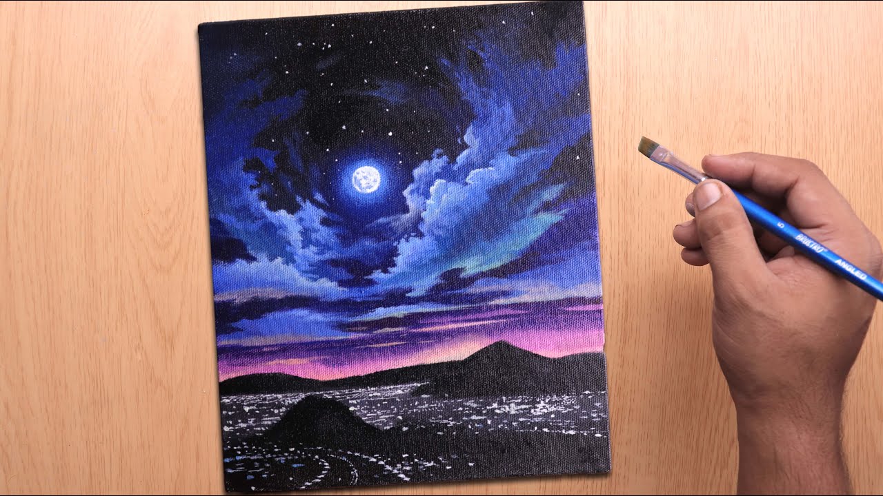 Night Sky Acrylic Painting Painted Night Stars Acrylic Painting