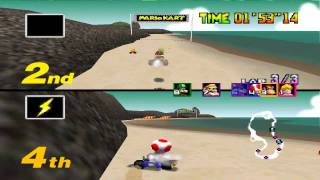 Mario Kart 64 - Mushroom Cup 2 players: Yoshi \u0026 Toad