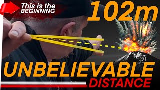 Unbelievable shot with a Slingshot 102m