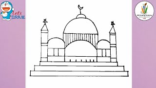 How to draw a MOSQUE - islamic Drawing | Mosque Drawing Tutorial