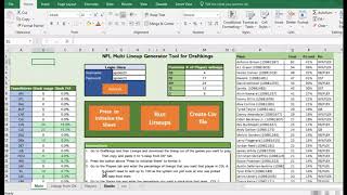 Quick Overview our Our NFL Spreadsheet DFS Lineup Tools