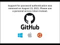 Support for password authentication was removed. Please use a personal access token - RStudio Cloud