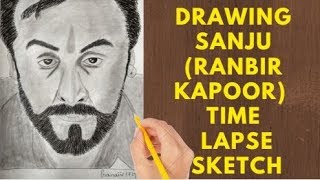 Drawing Ranbir Kapoor as  Sanju.