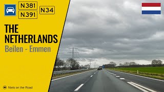 Driving in the Netherlands: N381, N34 \u0026 N391 from Beilen to Emmen