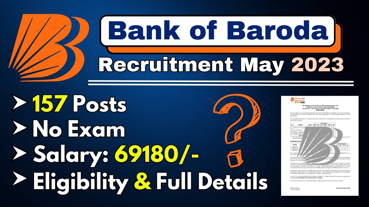 Bank Of Baroda Recruitment 2023 | Bank Of Baroda 157 Specialist Officer ...