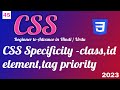 CSS Specificity | what is the priority of class id inline css and element selector