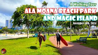 Walking Ala Moana Beach Park and Magic Island in Honolulu Hawaii - November 10, 2024 [4K - 60FPS]