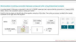 Word problem involving conversion between compound units using dimensional analysis