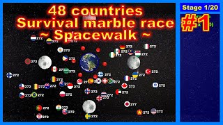 Spacewalk ~48 countries marble race #1~ in Algodoo | Marble Factory