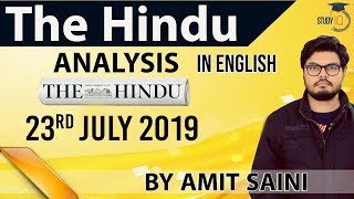 English 23 JULY 2019 - The Hindu Editorial News Paper Analysis [UPSC/SSC/IBPS] Current Affairs
