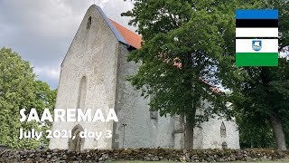 Saaremaa, Estonia. Virtual tour in Panga cliff, Karja church and Liiva market. 4K