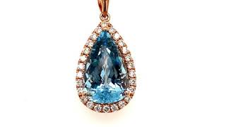 Absolutely Stunning  Aquamarine and Diamond Necklace set in 14 Karat Rose Gold.