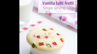 Microwave vanilla tutti frutti single serving cake