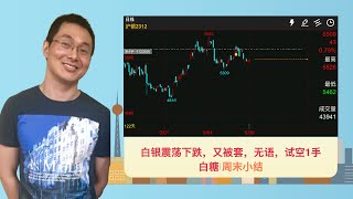 白银震荡下跌，又被套，无语，试空1手白糖｜期货交易实盘