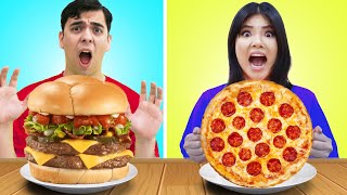 GIANT VS TINY FOOD CHALLENGE FOR 24 HOURS | LAST TO STOP WINS BIG VS SMALL FOOD BY CRAFTY HACKS PLUS