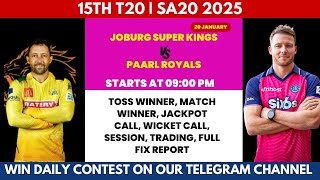 JOBURG VS PAARL Match No.15 Jackpots Match|Match Session Wkt Call Toss Winner SA2025