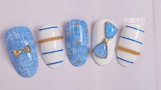 【Watchnail Recommended-653th phase】Denim Fabric, Solid Bowknot-shaped nails【推荐-第653期】牛仔肌理，立体蝴蝶结.mp4