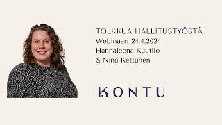 Tolkkua taloyhtiön hallitustyöstä | Kontu webinaari 2024